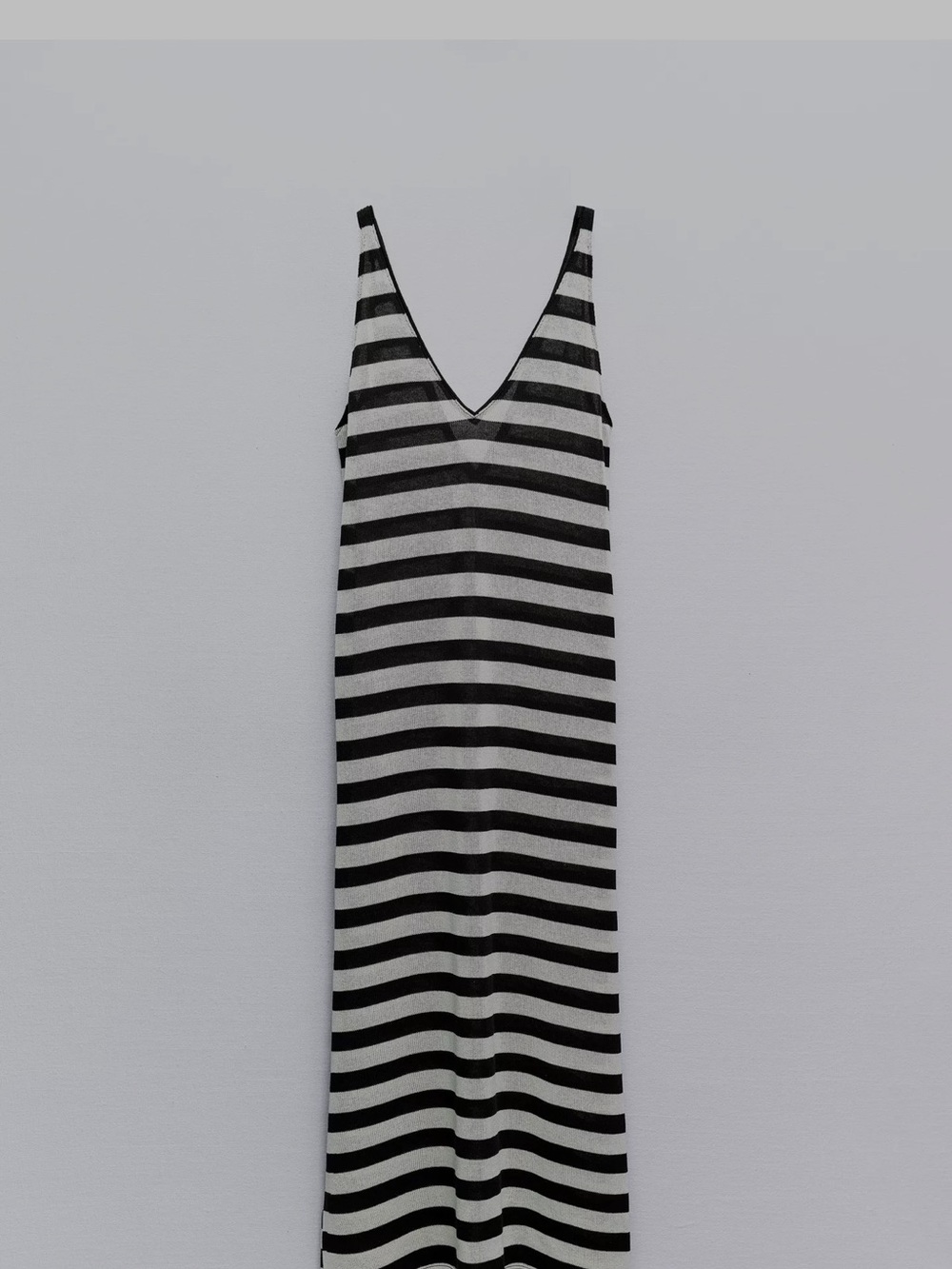Zara Striped V-Neck Maxi Dress in Black and White